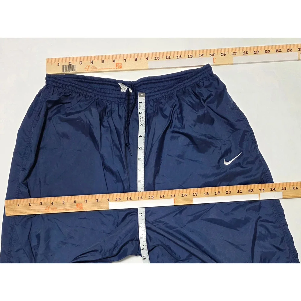 VTG Nike Windpants Mens XL Blue Nylon Track Pants Zipper Cuffs Lined Swoosh